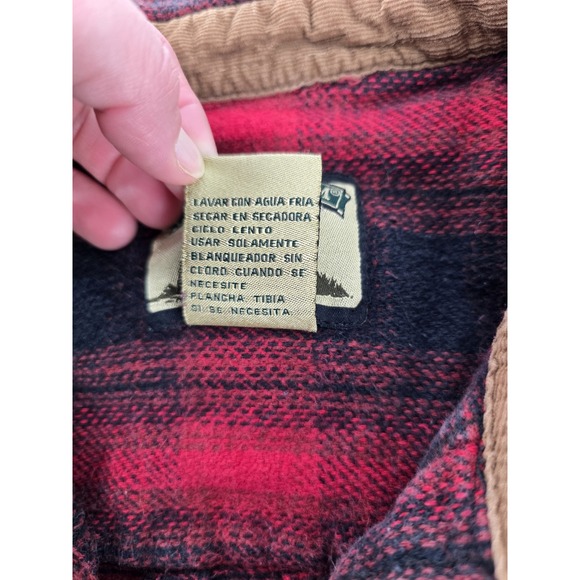 Field & Stream Men's Size‎ XXL Flannel Button Shirt Black Red Plaid VTG Heavy - Picture 3 of 7